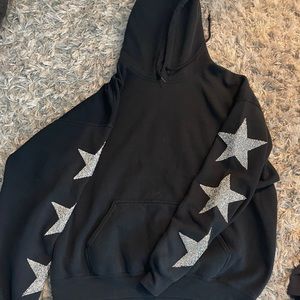 Black LF Oversized hoodie w/ stars down sleeve